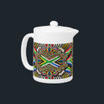 Theepot met Zuid-Afrikaanse kleuren Design<br><div class="desc">Voeg een vleugje Zuid-Afrikaanse trots toe aan je theetijd met onze exclusieve theepot met een modern abstract ontwerp in de levendige kleuren van Zuid-Afrika! Deze theepot is met zorg vervaardigd en combineert functioneel ontwerp met een gedurfde verklaring van cultureel erfgoed. Het abstracte patroon in de iconische kleuren van Zuid-Afrika maakt...</div>