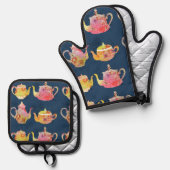 Theepot ovenwanten ovenwant & pannenlap set (Voorkant / Achterkant)