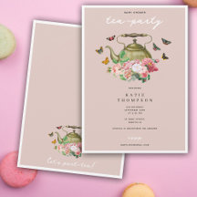 Theepot Party Roze Bloemen Vlinders Baby shower