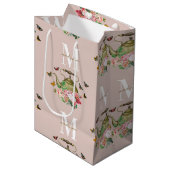 Theepot Party Roze Bloemen & Vlinders Monogram Medium Cadeauzakje (Voorkant Gekanteld)