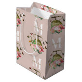 Theepot Party Roze Bloemen & Vlinders Monogram Medium Cadeauzakje (Achterkant Gekanteld)