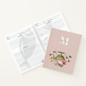 Theepot Party Roze Bloemen & Vlinders Monogram Notitieboek (Binnen)