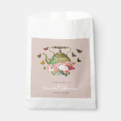 Theepot Party Roze Bloemen Vlinders Vrijgezellenfe Bedankzakje (Voorkant)
