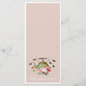 Theepot Party Roze Bloemen Vlinders Vrijgezellenfe Menu (Achterkant)