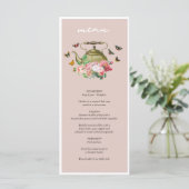 Theepot Party Roze Bloemen Vlinders Vrijgezellenfe Menu (Staand voorkant)