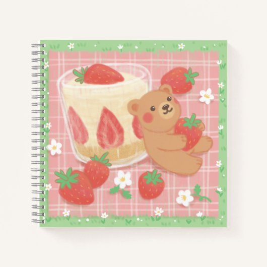 Theepot Picknick met Aardbeien Notitieboek (Voorkant)