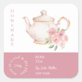 Theepot Roos Thee Label (Voorkant)