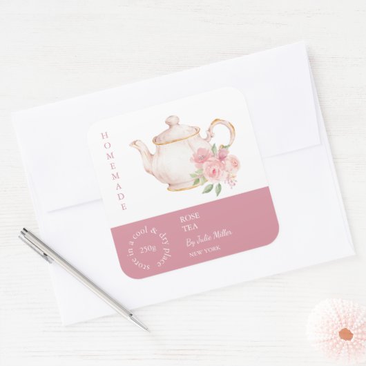 Theepot Roos Thee Label (Envelop)
