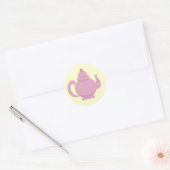 Theepot roze en geel ronde sticker (Envelop)