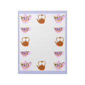 theepot, theacup en koperschildpad Notitieblok (Linkerzijde)