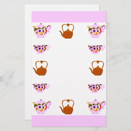 theepot-, theepot- en koperschildpadden briefpapier (Voorkant / Achterkant)