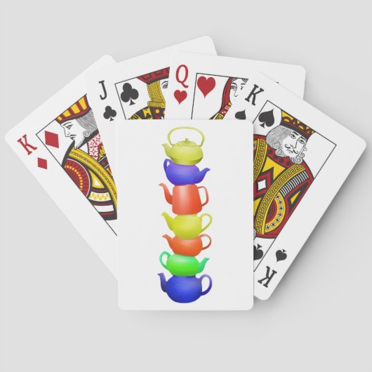 Theepot toren geschilderd patroon pokerkaarten (Achterkant)