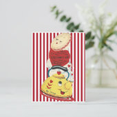theepot Valentijn met strepen Feestdagenkaart (Staand voorkant)
