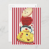 theepot Valentijn met strepen Feestdagenkaart (Voorkant / Achterkant)