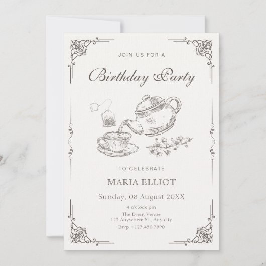  theepot verjaardag kaart (Voorkant)