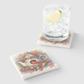 Theepot Vogelhuis Kardinaal 2 Stenen Onderzetter (Zijkant)