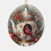 Theepot Vogelhuis Kardinaal 5 Keramisch Ornament (Links)