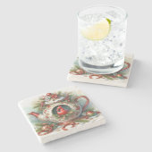 Theepot Vogelhuis Kardinaal 5 Stenen Onderzetter (Zijkant)