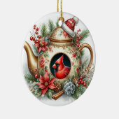 Theepot Vogelhuis Kardinaal 6 Keramisch Ornament (Rechts)