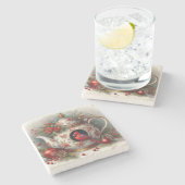 Theepot Vogelhuis Kardinaal 6 Stenen Onderzetter (Zijkant)