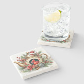 Theepot Vogelhuis Kardinaal 8 Stenen Onderzetter (Zijkant)