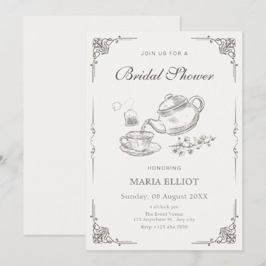  theepot vrijgezellenfeest kaart (Voorkant / Achterkant)