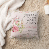 Theepotje voor babymeisje als aandenken geboortege kussen (Deken)