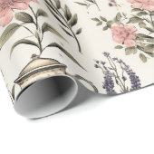  theepotten en -bloemen cadeaupapier (Rol Hoek)