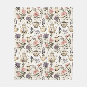 theepotten en -bloemen fleece deken