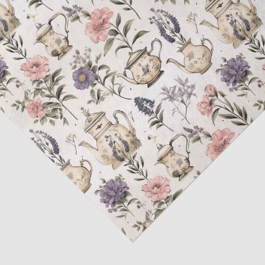 theepotten en -bloemen tissuepapier (Detail)