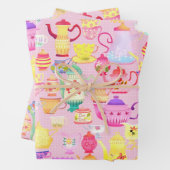 Theepotten en Cups Roze Inpakpapier Vel (In situ)