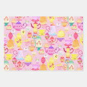 Theepotten en Cups Roze Inpakpapier Vel (Voorkant)