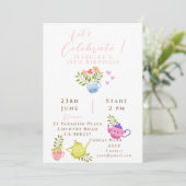 Theepotten en Cups Verjaardag Aankondiging (Staand voorkant)