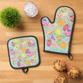 Theepotten en kopjes Aqua Ovenwant & Pannenlap Set