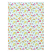 Theepotten en kopjes blauw tafelkleed (Voorkant)