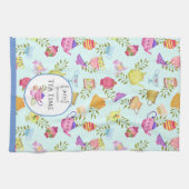 Theepotten en kopjes blauw theedoek (Horizontaal)