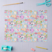 Theepotten en kopjes blauw tissuepapier (Craft)