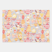 Theepotten en kopjes grijs inpakpapier vel (Voorkant 2)