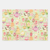 Theepotten en kopjes groen inpakpapier vel (Voorkant 3)