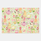 Theepotten en kopjes groen inpakpapier vel (Voorkant)