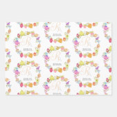 Theepotten en kopjes monogram inpakpapier vel (Voorkant 3)