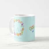 Theepotten en kopjes Monogram Pastel Blauwe Mok (Voorkant links)
