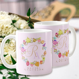 Theepotten en kopjes Monogram Pastel Roze Mok