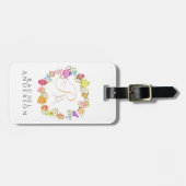 Theepotten en kopjes Monogram Wit Bagagelabel (Voorkant horizontaal)