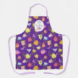 Theepotten en kopjes Paarse All-Over Print Schort