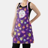 Theepotten en kopjes Paarse All-Over Print Schort (Insitu)