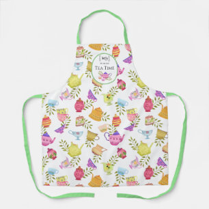 Theepotten en kopjes Wit All-Over Print Schort