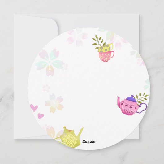 Theepotten en kopjes Witte Verjaardag Feestdagenkaart (Achterkant)