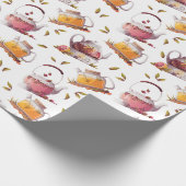 Theepotten en Theebladeren Waterverf Cadeaupapier (Hoek)