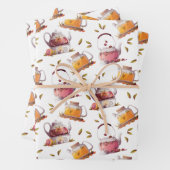 Theepotten en Theebladeren Waterverf Inpakpapier Vel (In situ)